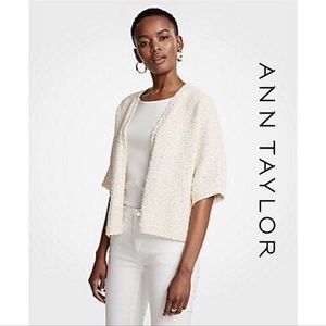 Ann Taylor Textured Bell Sleeve Open Cardigan, Petite Small